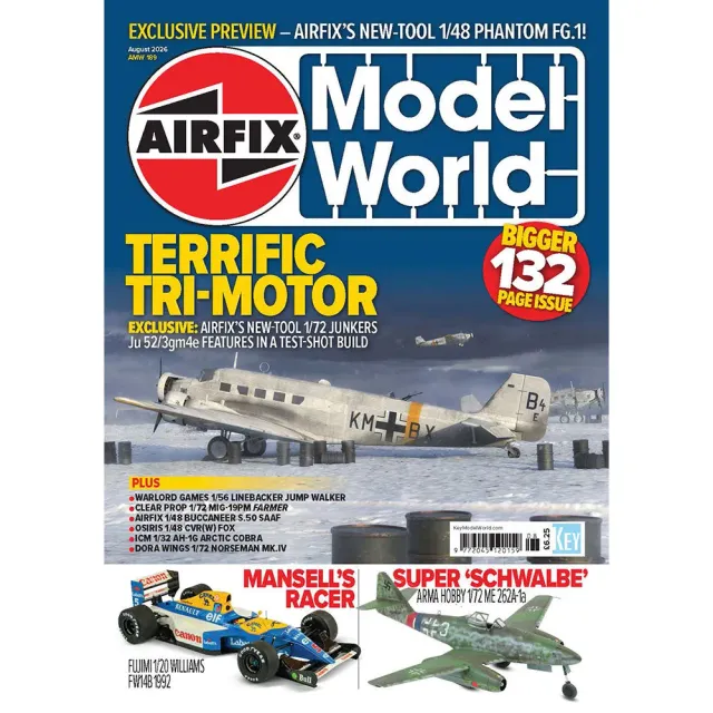 Airfix Model World augusti 2026 tidning Ju 52 testbygge