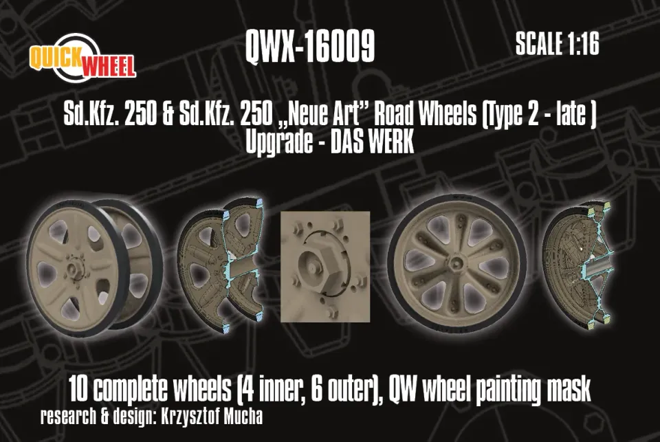 Rossagraph QuickWheel QWX-16009 hjulset 1:16 SdKfz 250