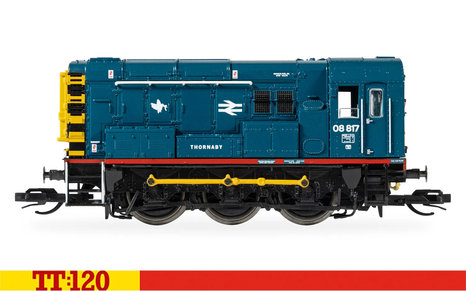 Hornby TT:120 BR Class 08 08817 diesellok Thornaby BR-blå