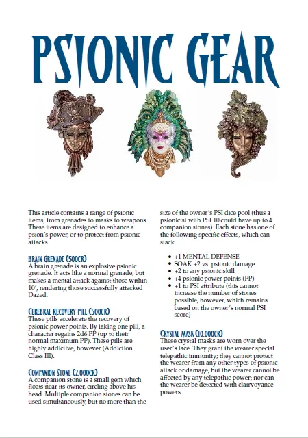 EN Publishing Psionic Gear pdf WOIN psioniska föremål