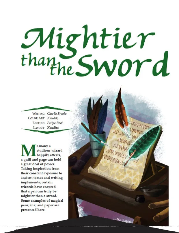 EN Publishing Mightier Than The Sword tillägg PDF magiska pennor