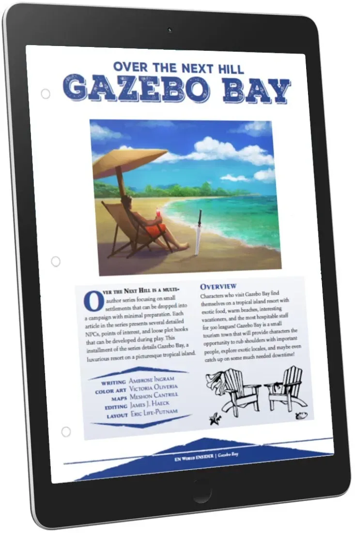 EN Publishing Gazebo Bay rollspel PDF tropisk ö D&D 5e