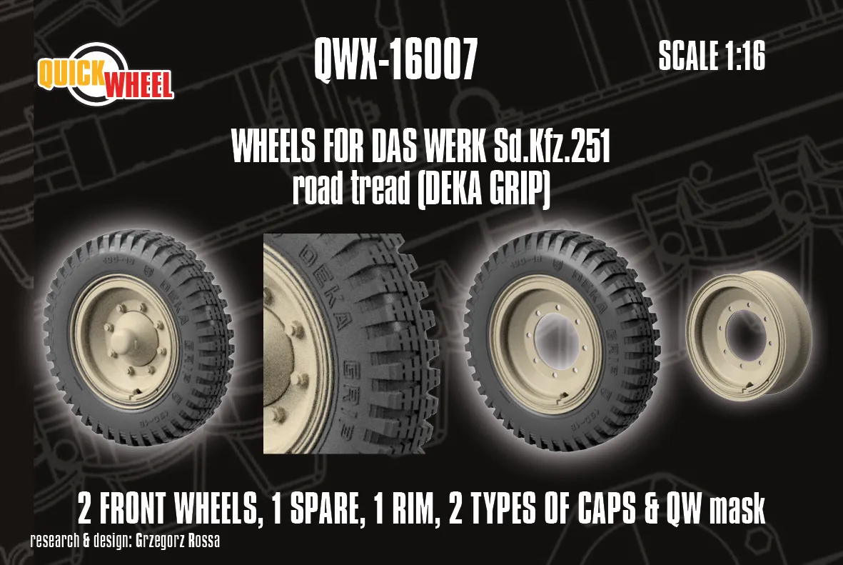 Rossagraph QuickWheel QWX-16007 framhjul Sd.Kfz. 251 1:16