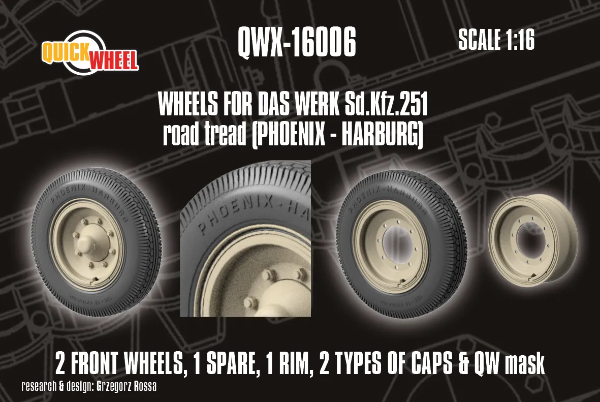 ROSSAGRAPH QuickWheel QWX-16006 framhjul 1/16 Sd.Kfz. 251