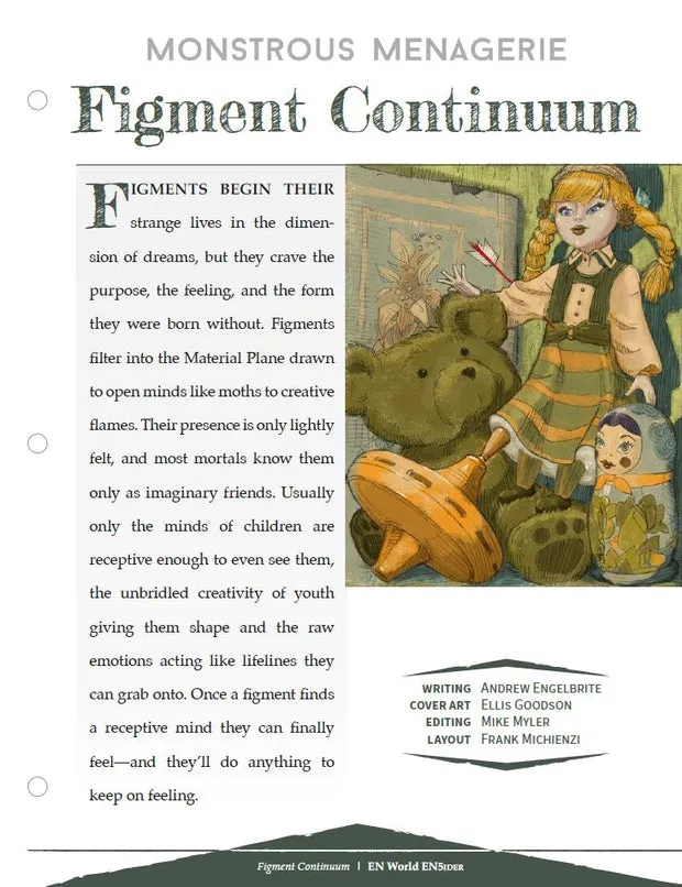 EN Publishing Monstrous Menagerie Figment Continuum monster PDF