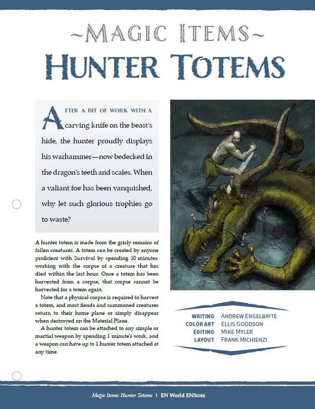 EN Publishing Hunter Totems magiska föremål PDF troféer