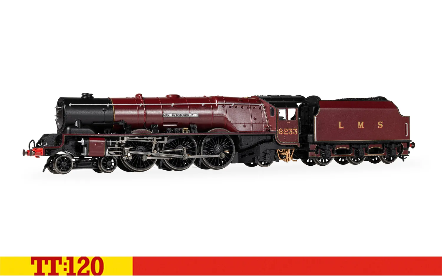 Hornby TT:120 LMS Duchess 6233 modellok – LMS-röd