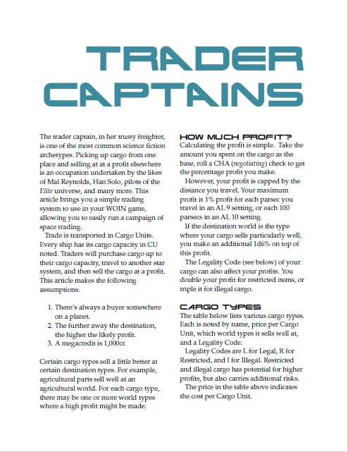 EN Publishing Trader Captains regler PDF WOIN rymdhandel