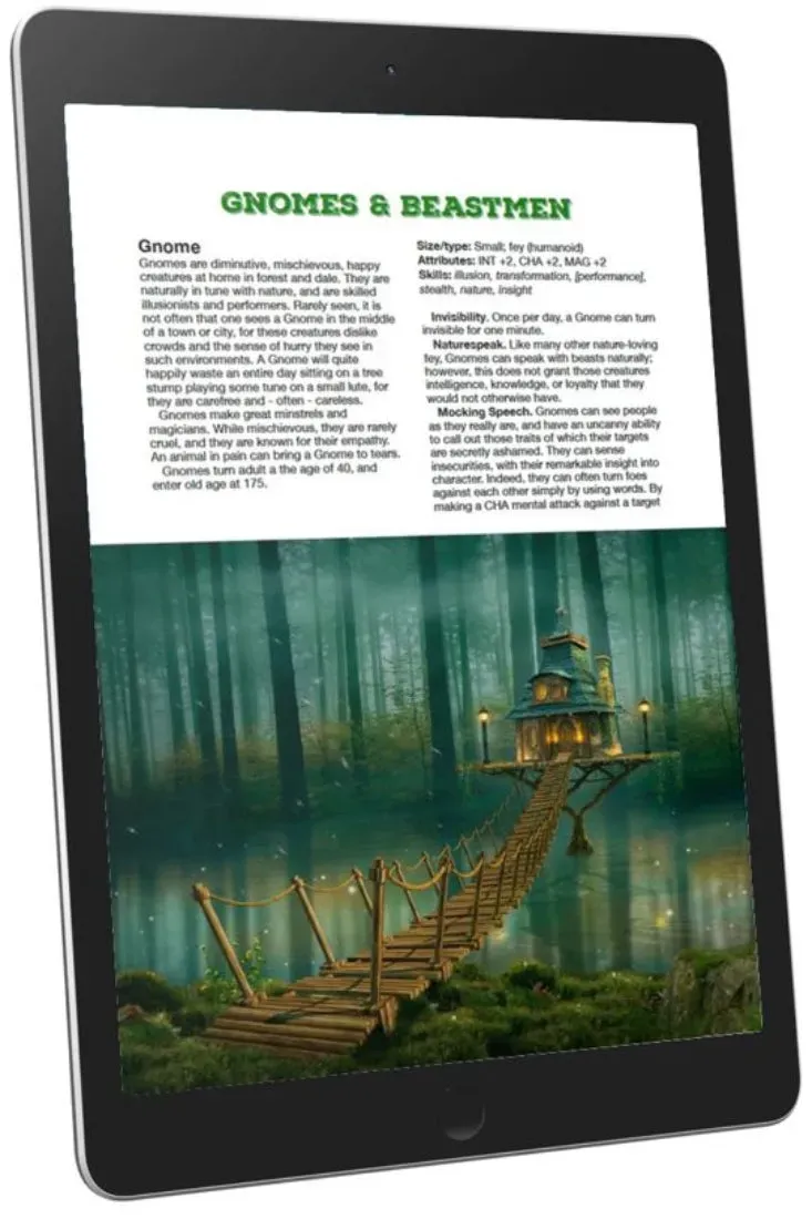 EN Publishing Gnomes & Beastmen raser rollspel PDF WOIN fantasy