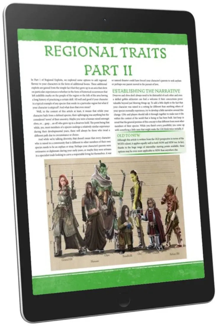 EN Publishing WOIN Regional Traits Part 2 rollspel PDF rasdrag