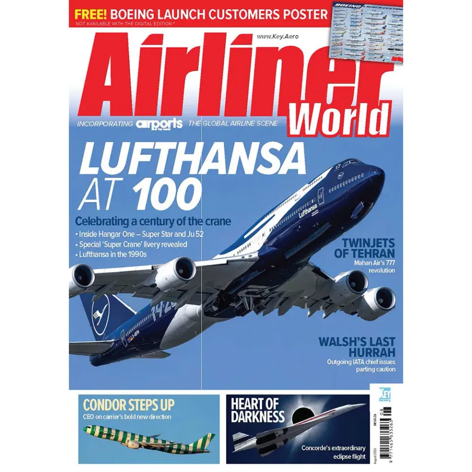 Airliner World August 2026 tidning lösnummer flyg