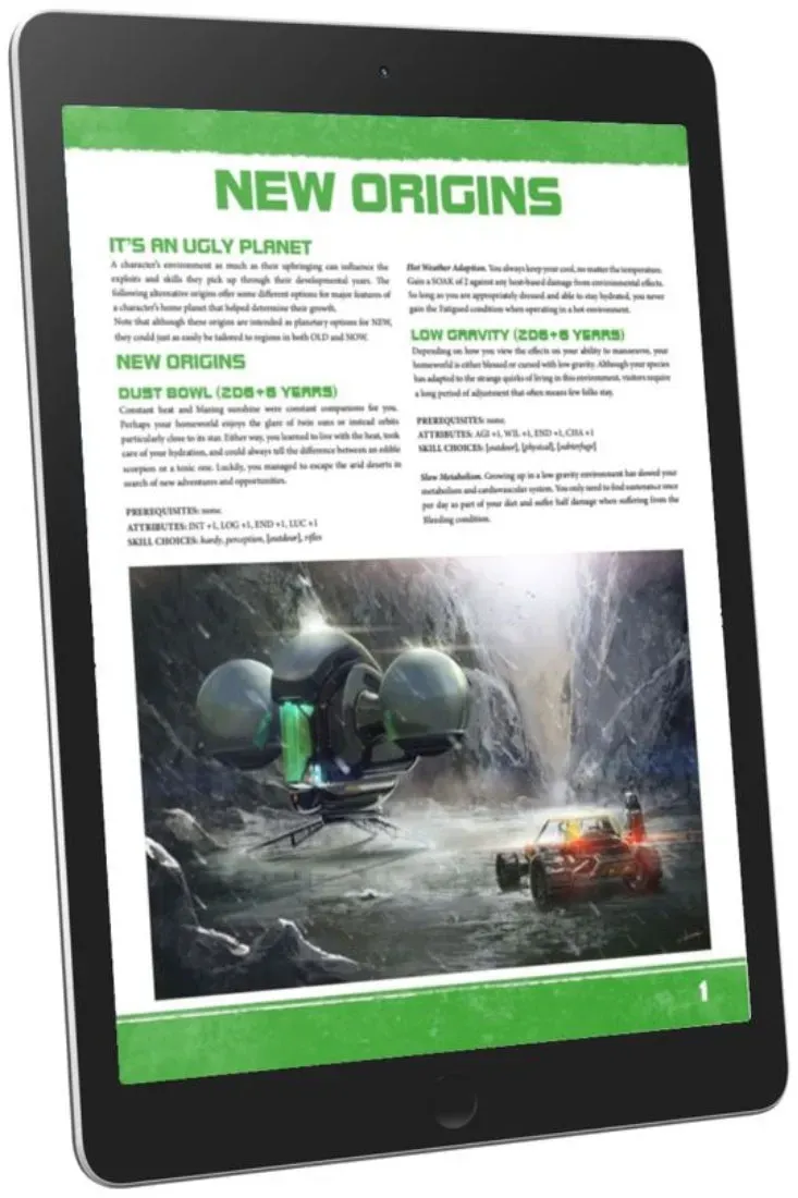 EN Publishing NEW Origins rollspel supplement PDF planeter