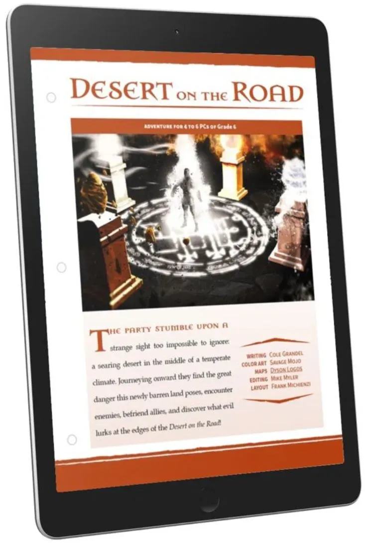 EN Publishing Desert on the Road rollspels-PDF WOIN-äventyr
