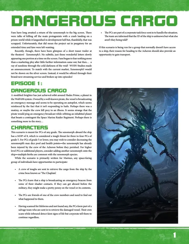 EN Publishing WOIN Dangerous Cargo äventyr PDF fristående
