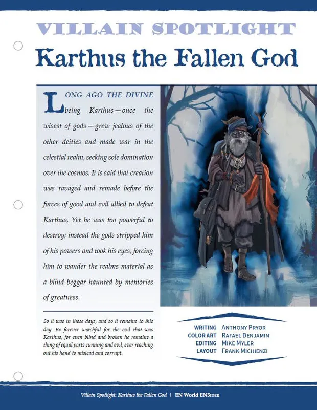 EN Publishing Villain Spotlight Karthus Fallen God rollspel PDF D&D 5e