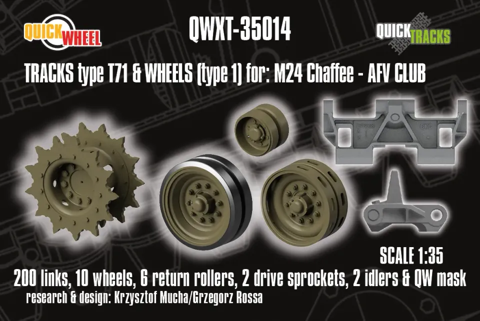 Rossagraph QuickWheel QWXT-35014 bandsats M24 Chaffee 1/35