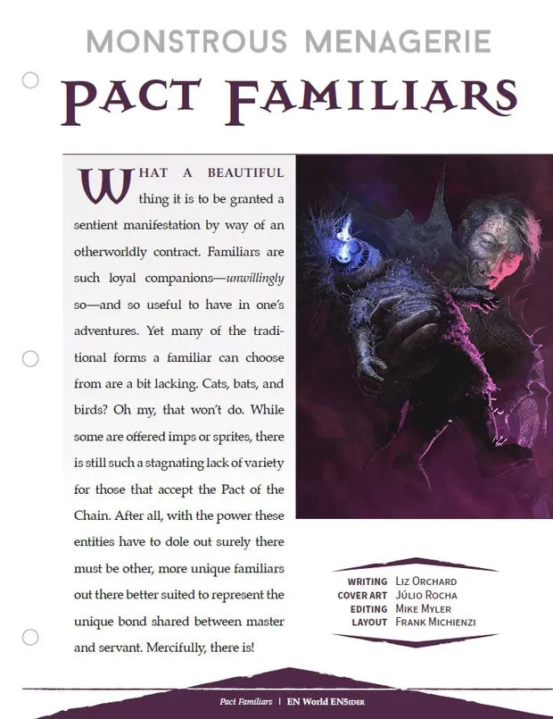EN Publishing Monstrous Menagerie Pact Familiars rollspel pdf warlock