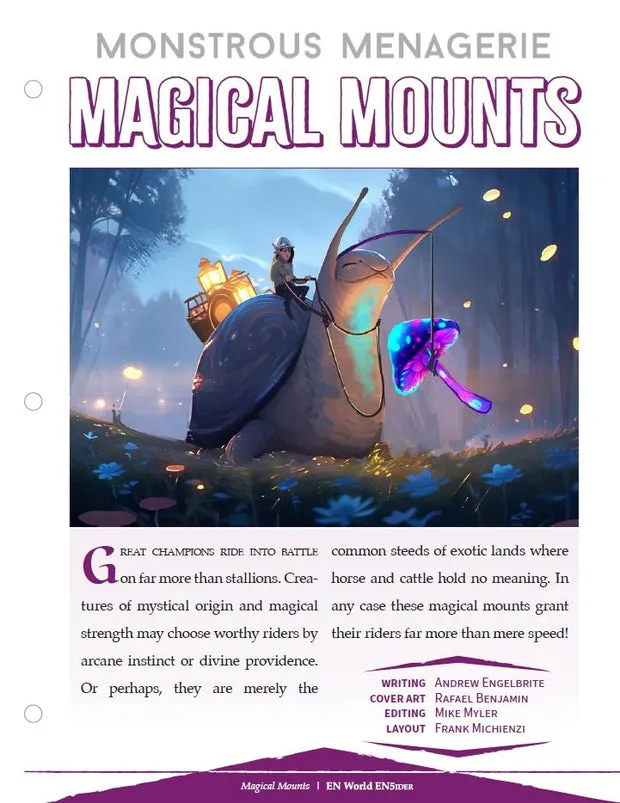 EN Publishing Monstrous Menagerie Magical Mounts rollspel PDF riddjur