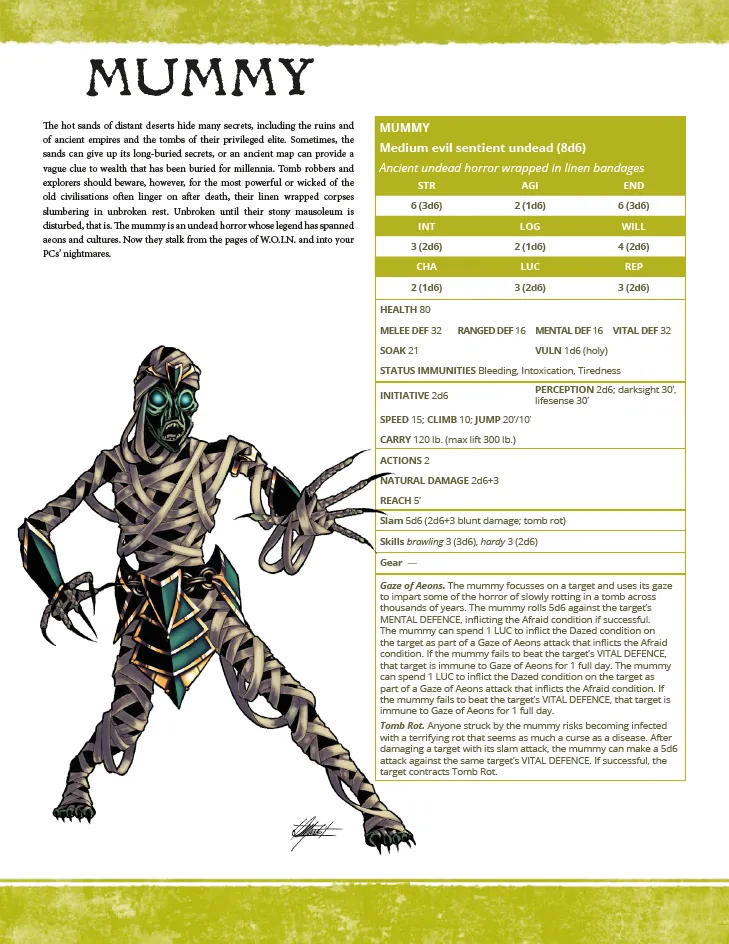 EN Publishing Mummy rollspel PDF mumiemonster