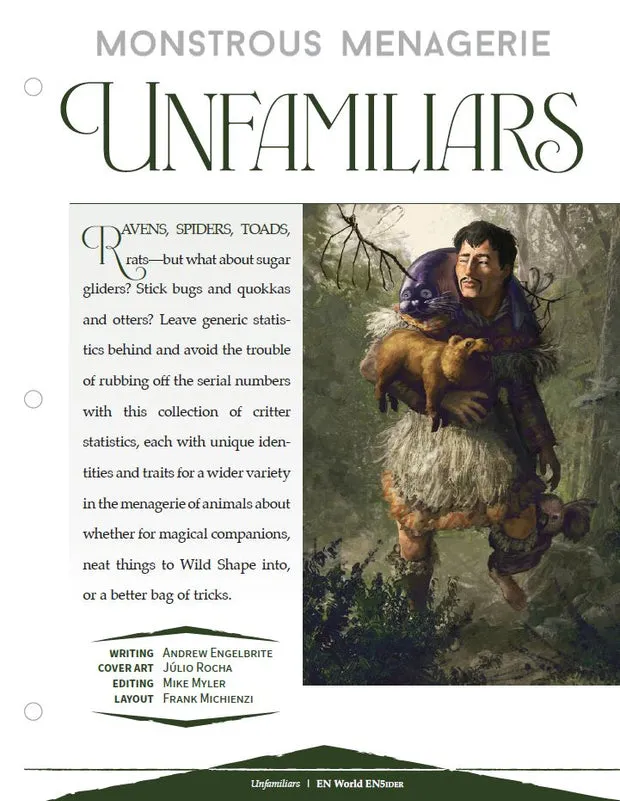 EN Publishing Monstrous Menagerie Unfamiliars djur PDF