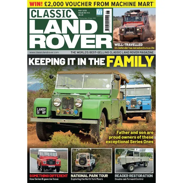 Classic Land Rover maj 2025 tidning Series One Defender G4