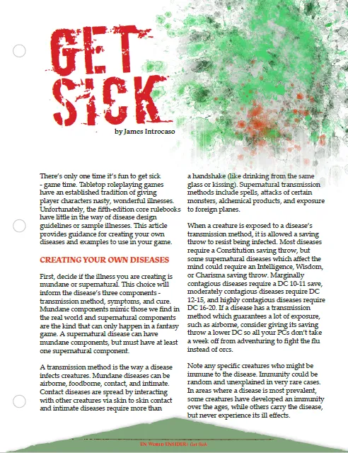 EN Publishing Get Sick Six New Diseases regler pdf sjukdomar