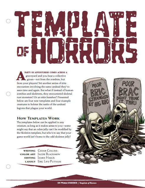 EN Publishing Template of Horrors monster PDF 5e skräck