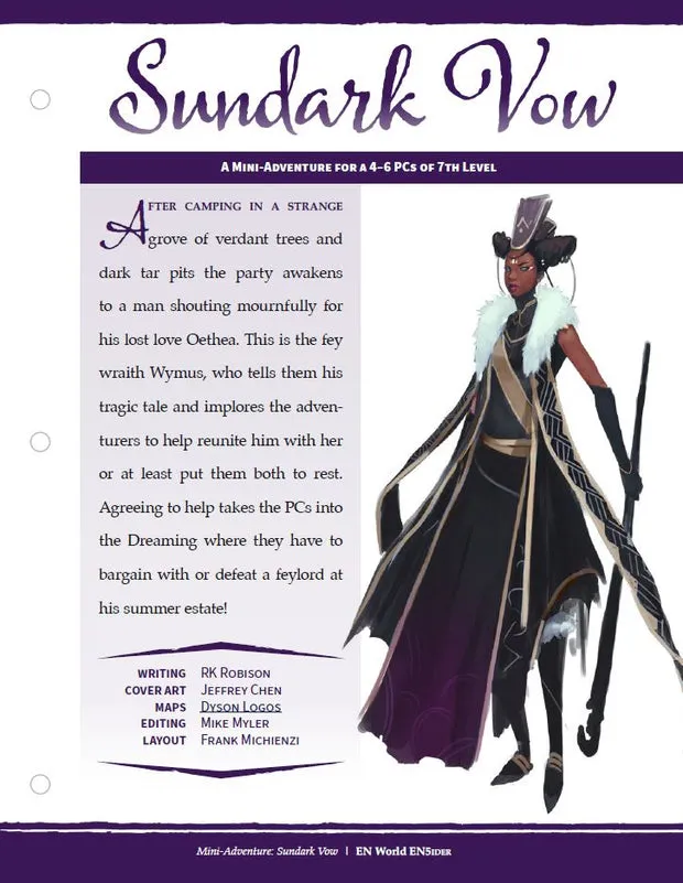 EN Publishing Sundark Vow miniäventyr PDF feyromans