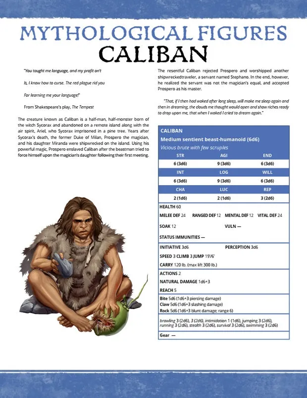 EN Publishing Caliban rollperson PDF WOIN mytologisk figur