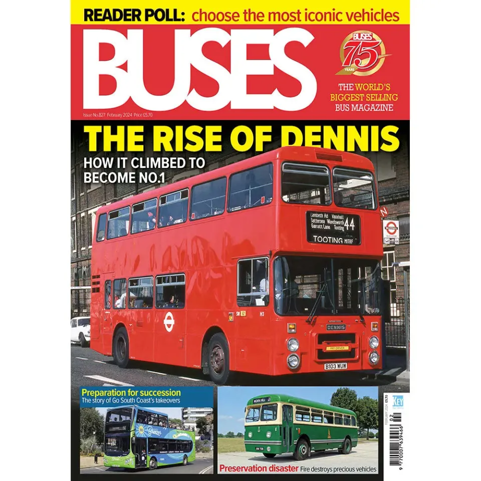 Buses februari 2024 tidning Dennis-uppgång