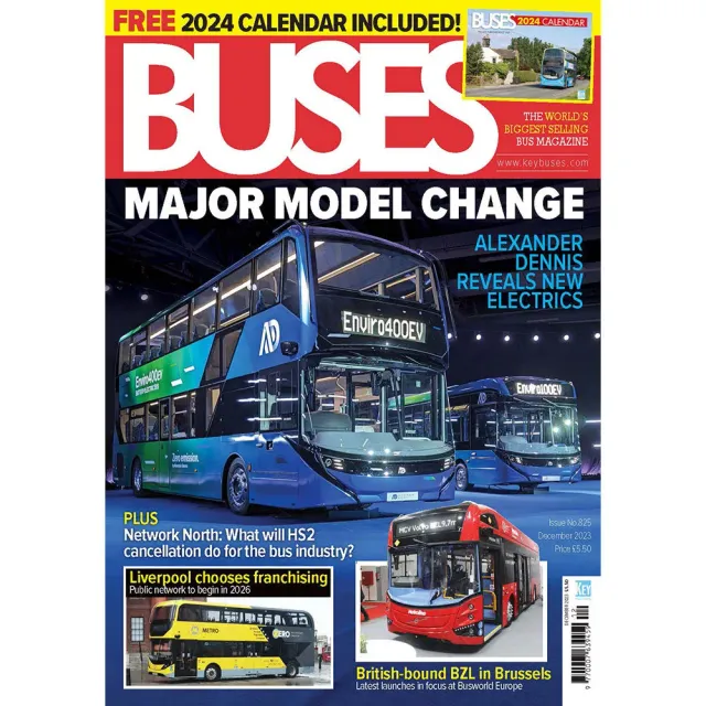 Buses December 2023 tidning Alexander Dennis elbussar