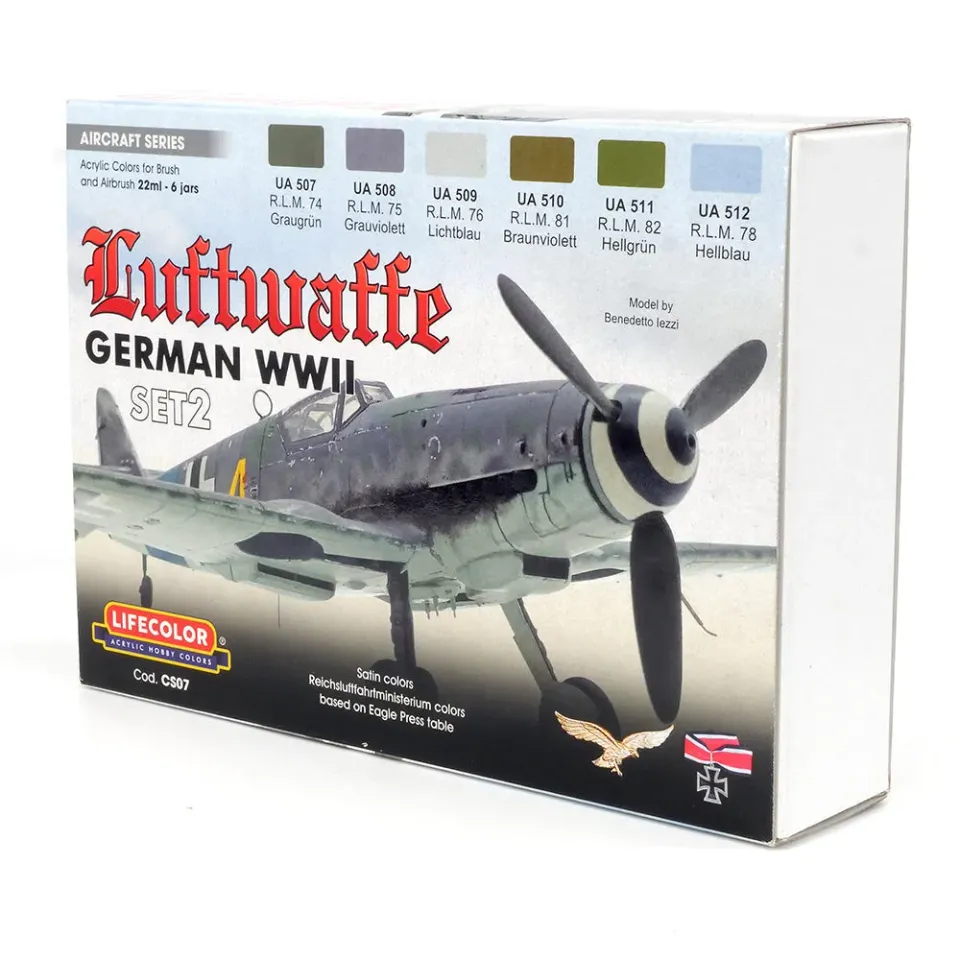 LifeColor Luftwaffe Set 2 modellfärg 6x22ml RLM