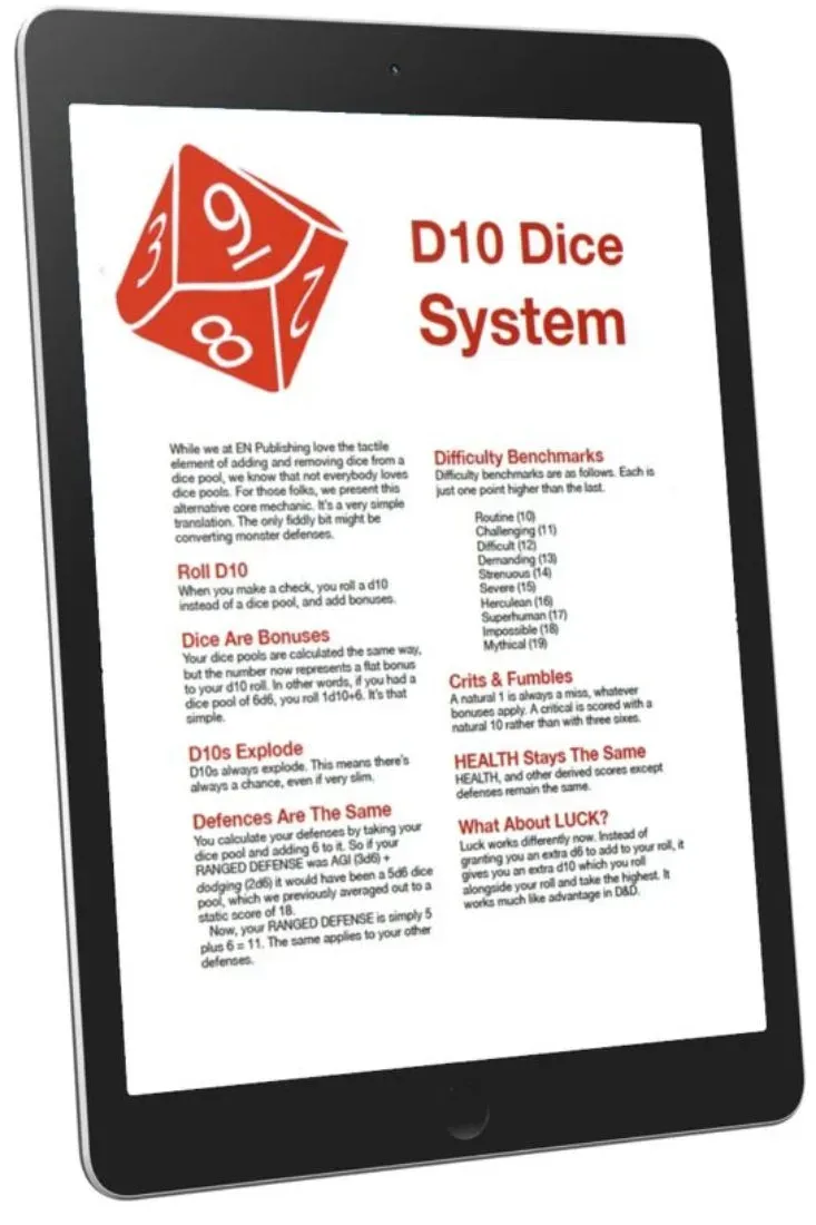EN Publishing d10 Dice System regler PDF WOIN