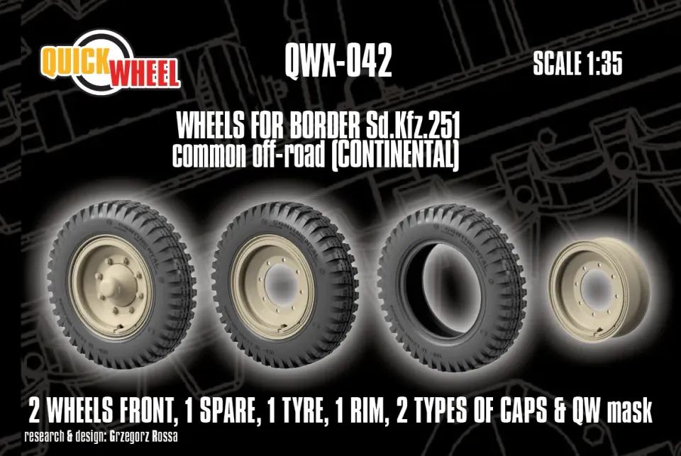Rossagraph QuickWheel QWX-042 framhjul Sd.Kfz. 251 resin