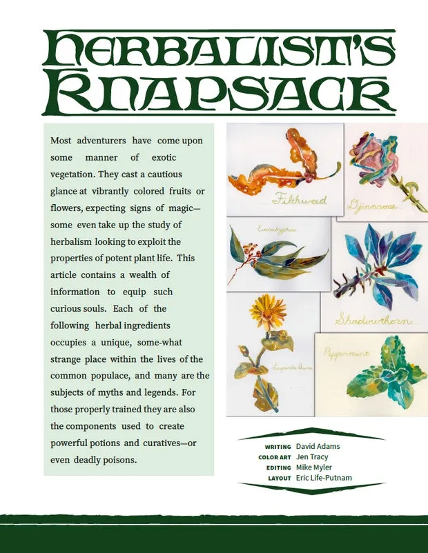 EN Publishing Herbalist's Knapsack WOIN-tillägg PDF 9 örter