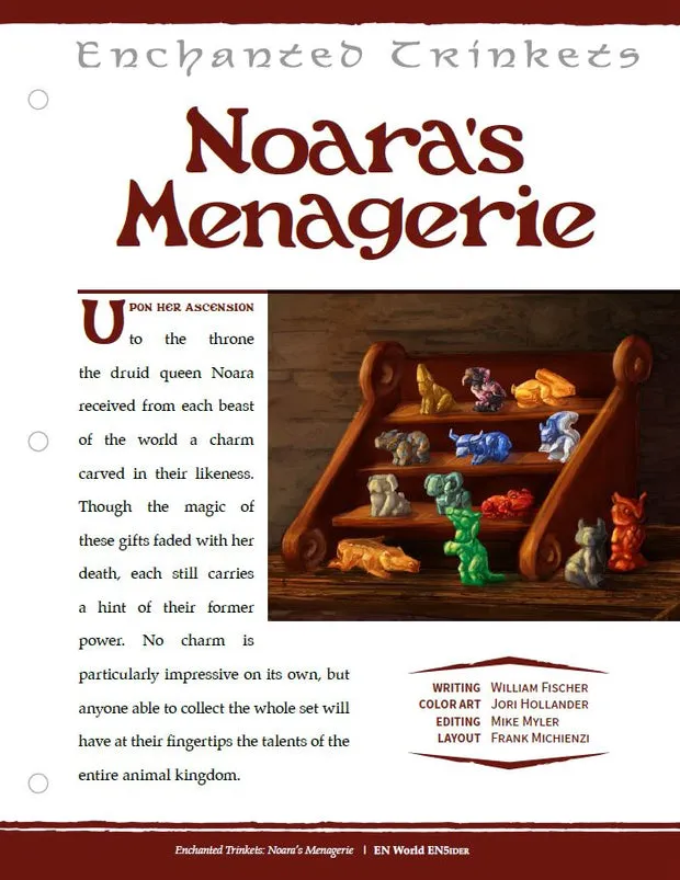 EN Publishing Noara's Menagerie rollspel PDF 5e 15 smycken