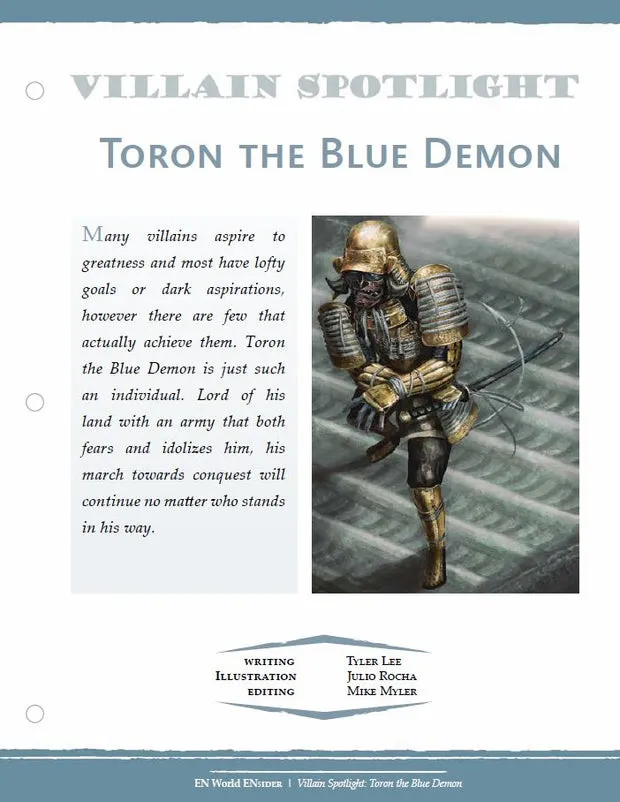 EN Publishing Toron Blue Demon D&D 5e rollspel PDF skurk