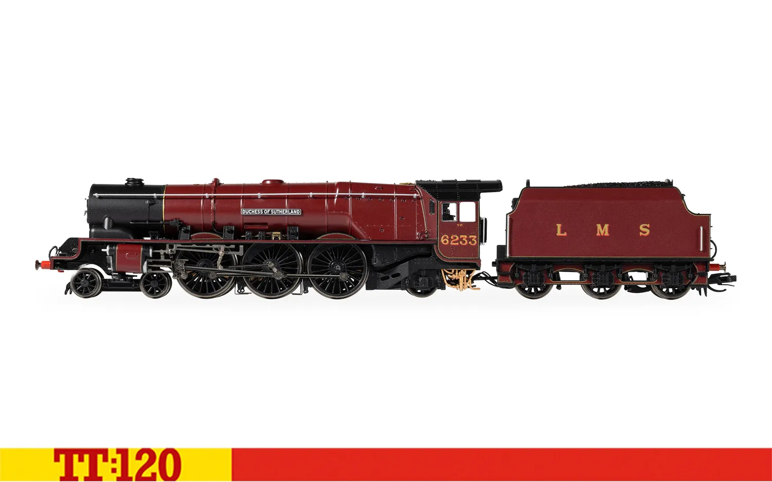 Hornby TT:120 LMS Duchess 6233 modellok – LMS-röd