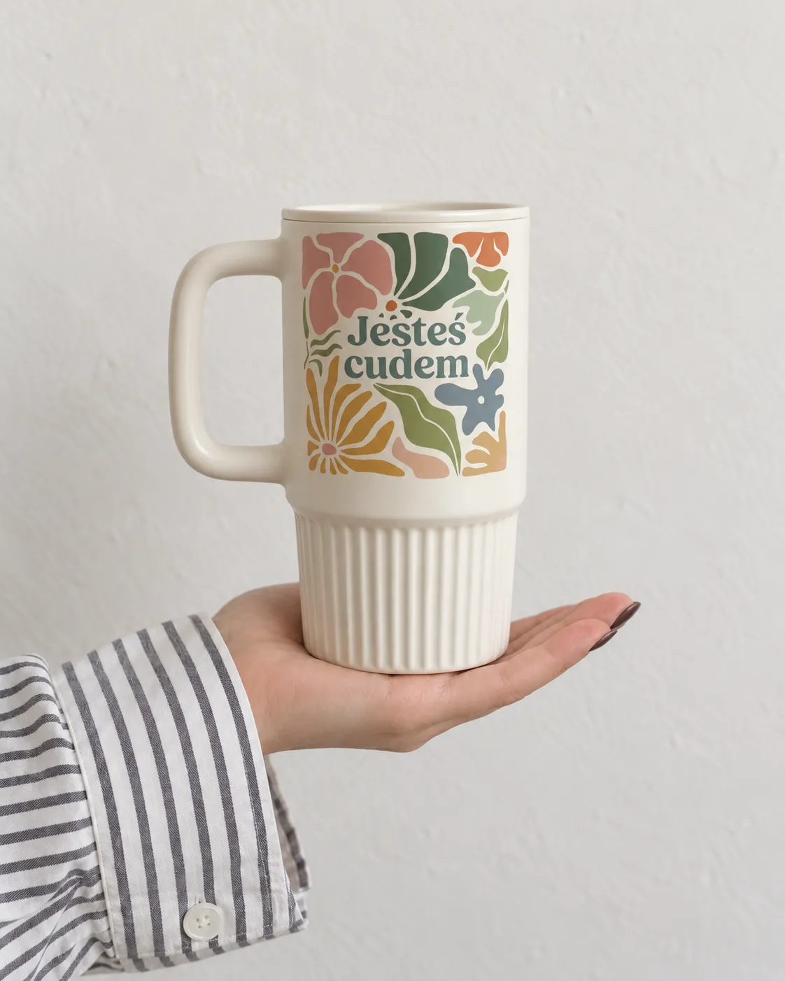 Sharon Jesteś cudem mugg med lock 400 ml blommig