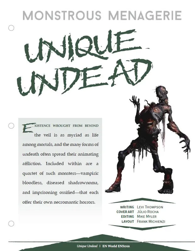 EN Publishing Monstrous Menagerie Unique Undead D&D 5e PDF
