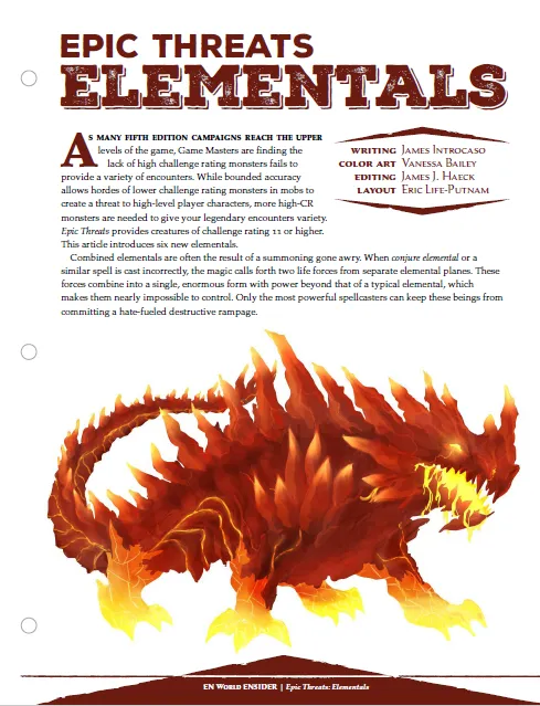 EN Publishing Epic Threats Elementals rollspel PDF elementarer