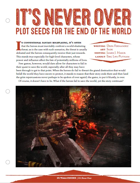 EN Publishing It's Never Over plot PDF 5E Survivor