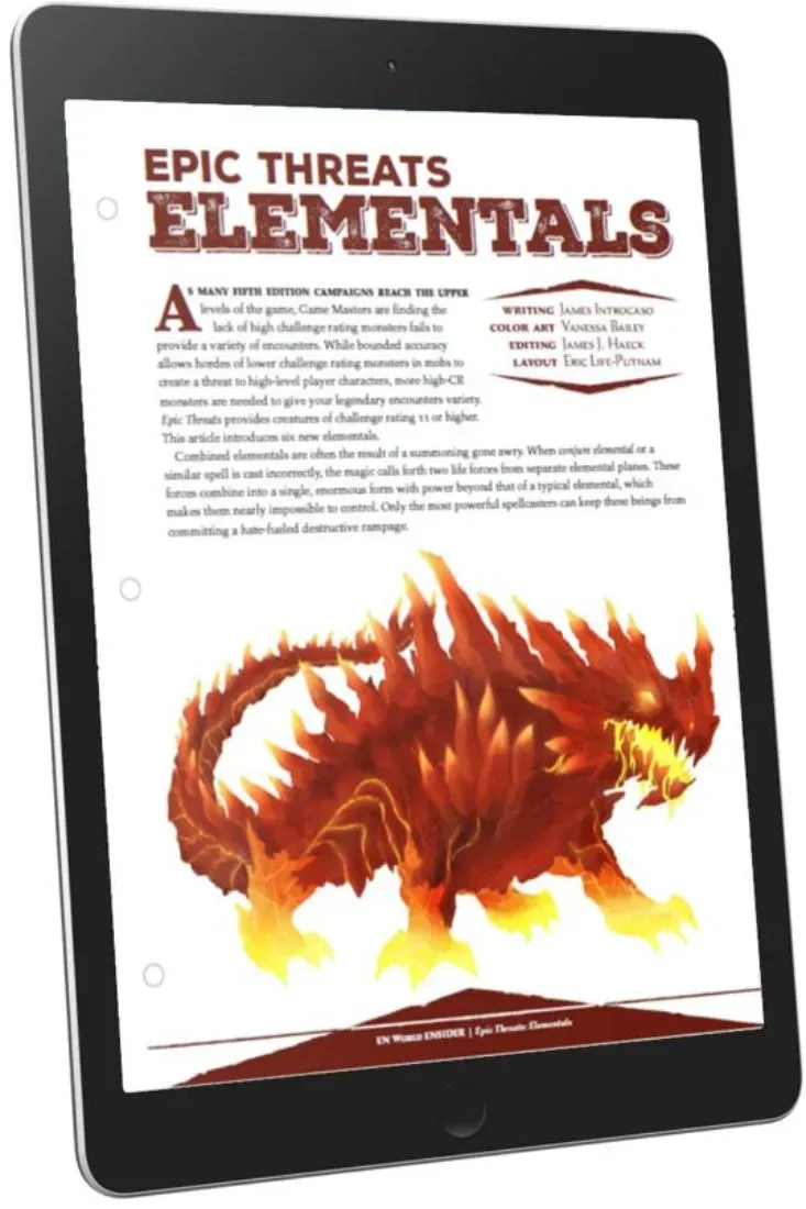 EN Publishing Epic Threats Elementals rollspel PDF elementarer