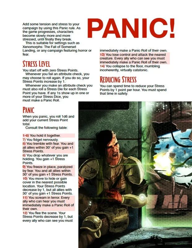 EN Publishing WOIN Panic! rollspel PDF skräckregler