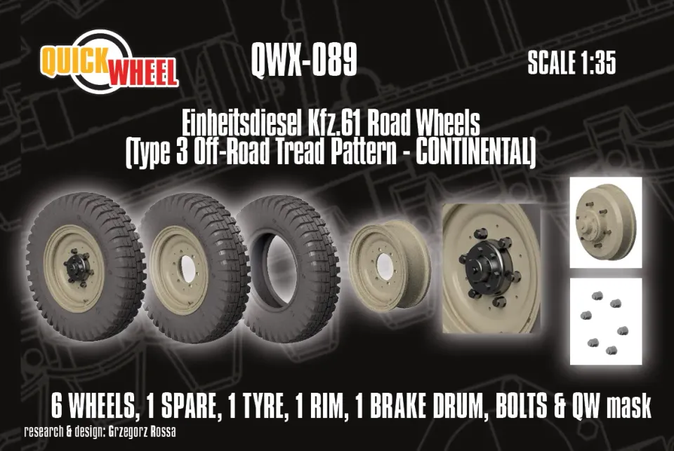 Rossagraph QuickWheel QWX-089 resinhjul 1:35 Einheitsdiesel