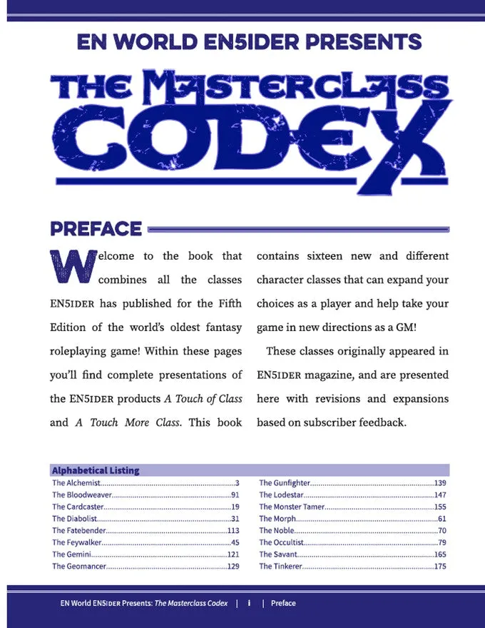 EN Publishing Masterclass Codex rollspelsbok 16 klasser PDF