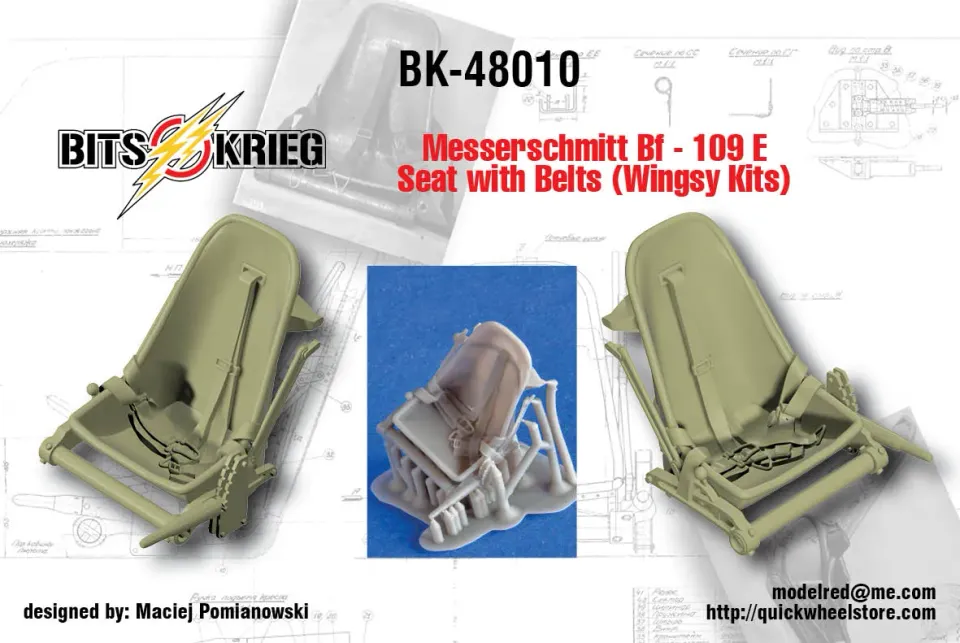 Rossagraph BitsKrieg BK48010S pilotsäte Bf-109 E 1/48