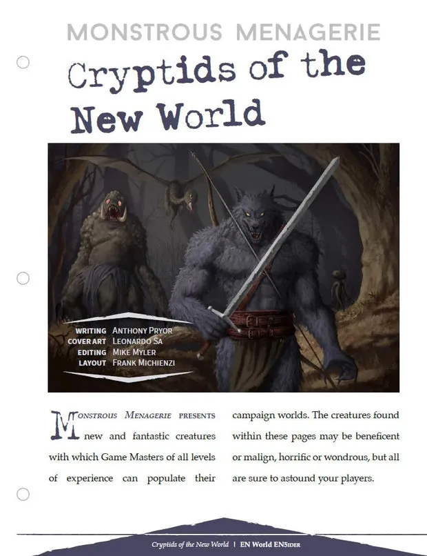 EN Publishing Monstrous Menagerie Cryptids rollspel PDF