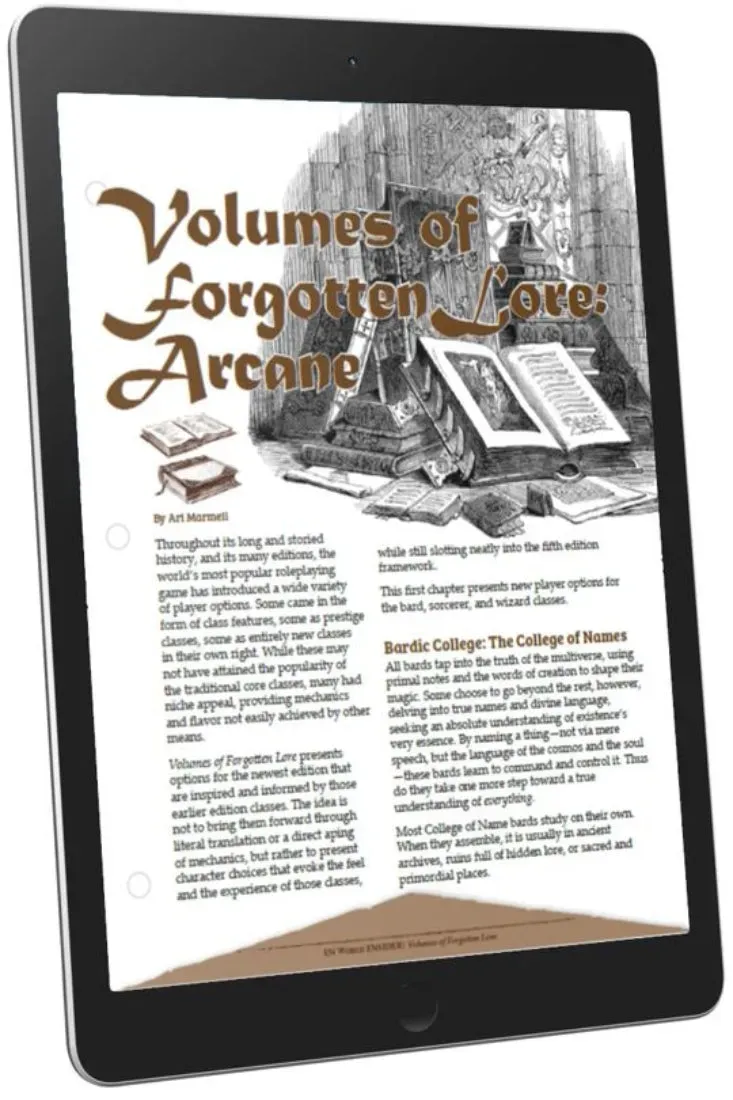 EN Publishing Volumes Forgotten Lore Arcane rollspel PDF