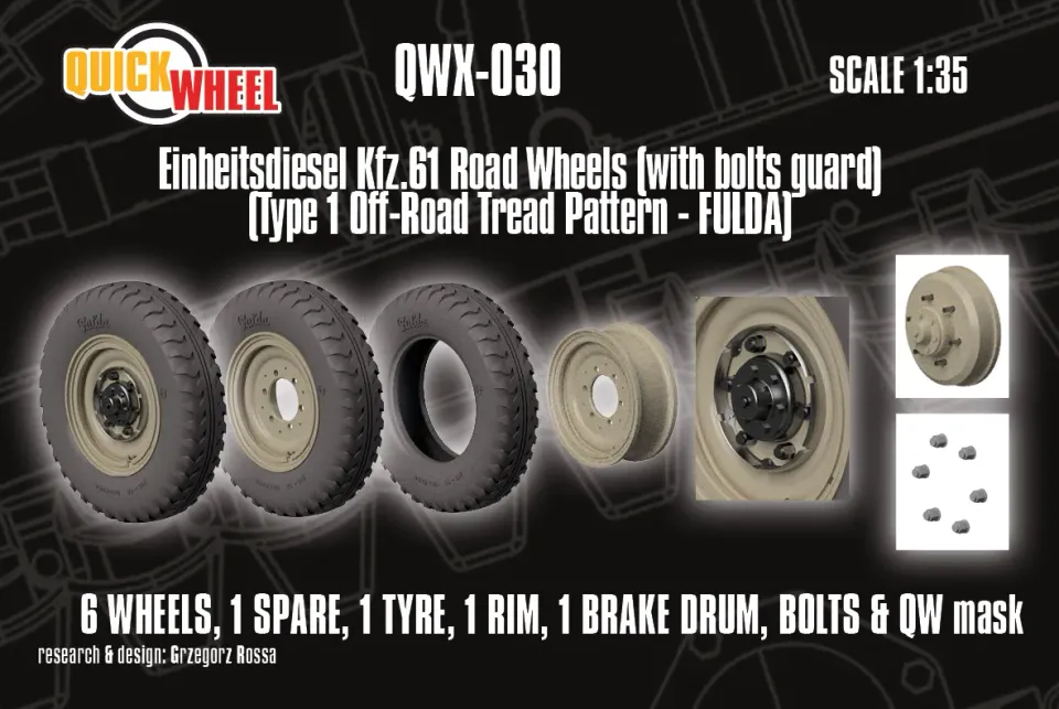 Rossagraph QuickWheel QWX-030 Einheitsdiesel kfz.61 hjulset terräng
